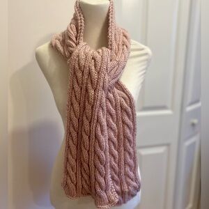 Hand Crafted Blush Pink Cable Knit Scarf